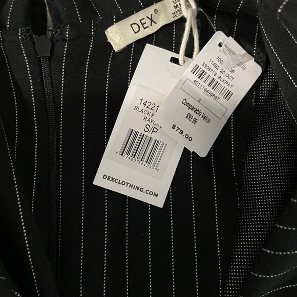DEX BLACK AND WHITE PINSTRIPE JUMPSUIT TAGS ON- SIZE 2 - Picture 8 of 8